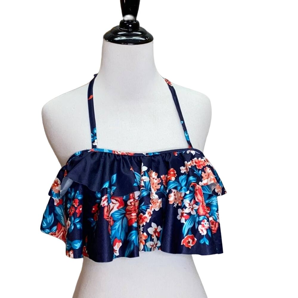 Popreal Floral Ruffle Bikini Top NWT
